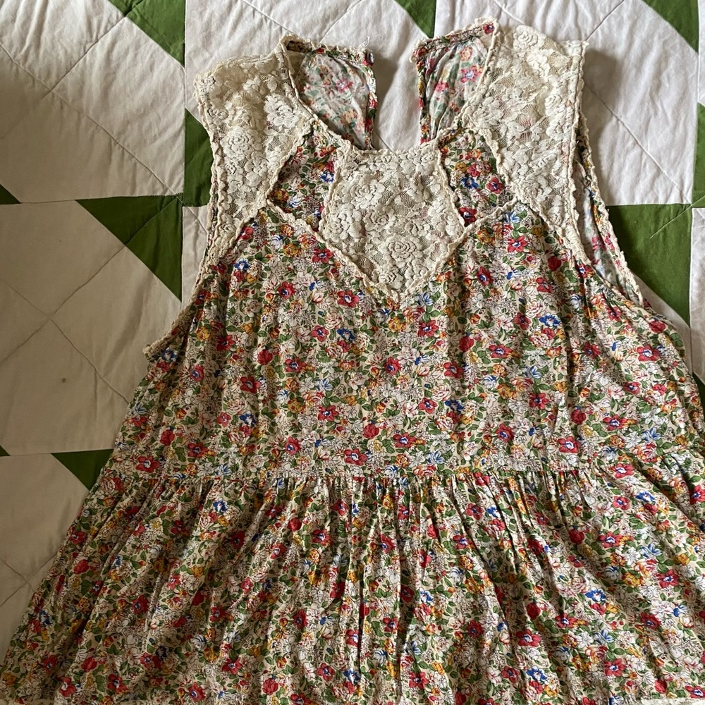 Boutique floral lace baby doll sleeveless top